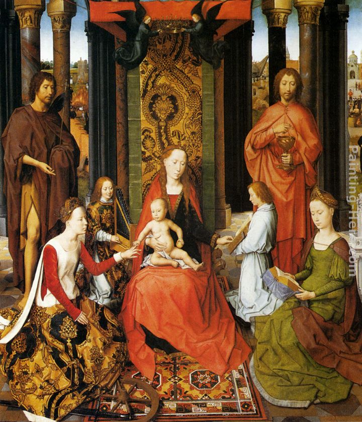 The Mystic Marriage Of St. Catherine Of Alexandria (central panel of the San Giovanni Polyptch) painting - Hans Memling The Mystic Marriage Of St. Catherine Of Alexandria (central panel of the San Giovanni Polyptch) art painting